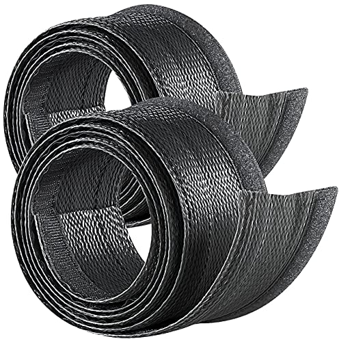 dream audio Kabelführung Schlauch: 2er-Set Flexible Kabelschläuche mit Klettverschluss, je 1,8 m, schwarz (Kabel-Spiralschlauch, Flexible Kabelkschläuche)