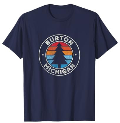 Burton Michigan MI Vintage Graphic Retro anni '70 Maglietta