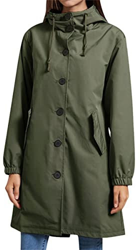 YFFUSHI Women's Length Lightweight Jacket with Hood - All Weather Windbreaker Coat for Women,Green,2XL