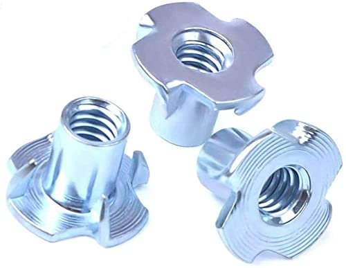 M8 4 Pronged T-Nut Stainless steel T-Nut for Table Legs, Wood Cabinetry and Rock Climbing Walls (50)
