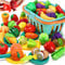 35 Item Cutting Play Food Toy for Kids Kitchen Pretend, Cooking Fruit &Vegetables Accessories with Shopping Storage Basket, Plastic Mini Dishes and Utensils for Baby Children Educational Toy, Birthday