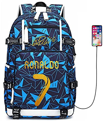 FANwenfeng Fußball Spieler 7 Multifunktions Rucksack Reise Laptop Fans Flammenelement Tasche für Männer und Frauen (NB-Muster 1)