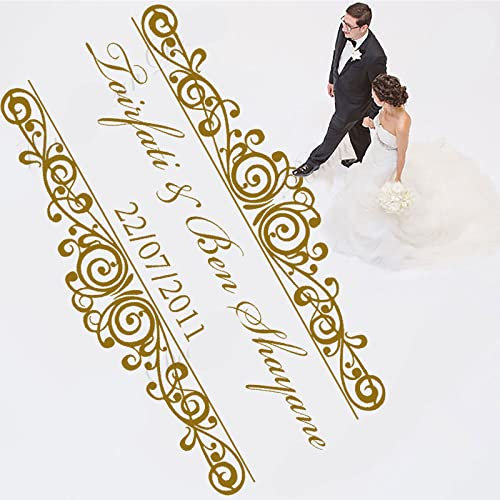 LeDiYouGou Custom Dance Floor Decal for Your Wedding Interior Wedding Vinyl Decorations Personalised Bride Bräutigam Name and Wedding Date Sticker Party Entrance Sticker 75X42Cm