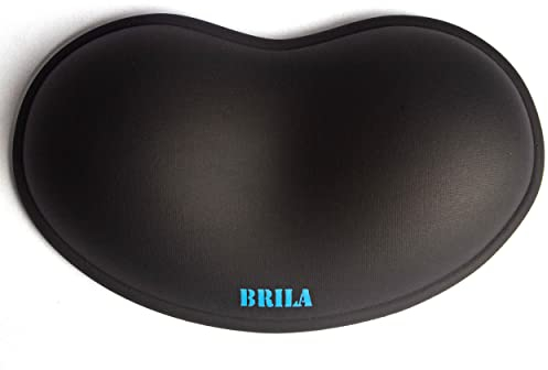 BRILA Ergonomische Silikon-Maus-Handgelenkauflage, kühlendes Silikagel, Maus-Handgelenkstütze, Pad für Büroarbeit und Laptop, Computer-Gaming (schwarzes Leder)