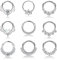 Kakonia 9Stk Septum Piercing Chirurgenstahl für Damen Herren 16G Zirkonia Nasenpiercing Ring Tragus Helix Daith Piercing Schmuck Silber Septum Clicker Ring Set 10MM