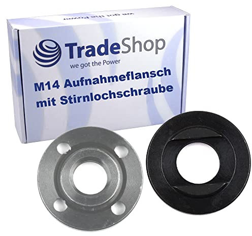 Trade-Shop 22,23mm Flanschaufnahme mit Stirnlochschraube für viele Winkelschleifer (100/115/125/180/230mm) mit M14 Gewinde / 14mm Innendurchmesser