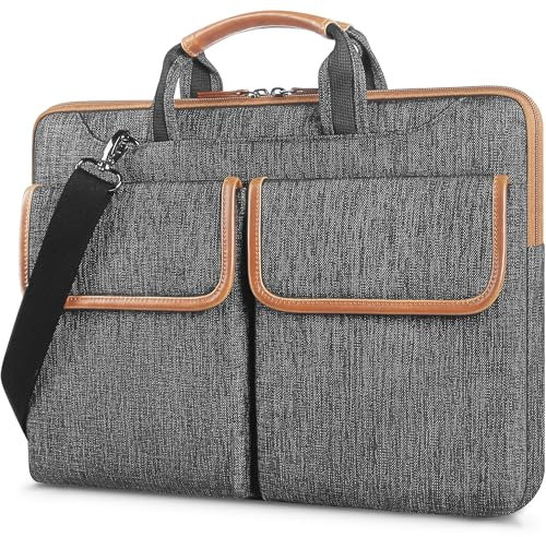 DOMISO 17 Pouces Multifonctionnel Sac pour Ordinateur Portable Sac à Main Portatif pour 17.3 HP Pavilion/MSI GS73VR Stealth PRO/Lenovo/Acer/Asus,Gris foncé