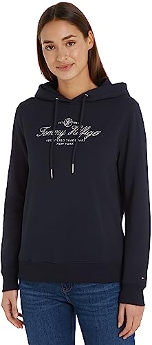 Tommy Hilfiger Femme Sweat à Capuche Regular avec Capuche, Bleu (Desert Sky), L