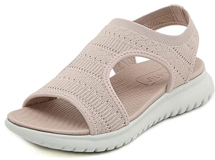 ZDQ Sandalen Damen Sommer Orthopädische Sandalen Leichte Bequeme Schuhe Outdoor Sportsandalen Casual Hausschuhe mit Weiche Fussbett Rosa 38