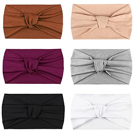 DRESHOW 6 Stück Damen Boho Stirnband Kopfband Haarband Haarreifen Breite Boho Knot Yoga Sport Haarbänder Elastische Haarschmuck für Mädchen