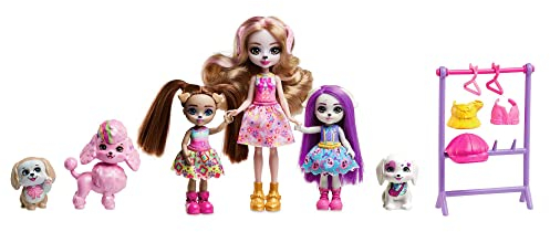 Enchantimals Glam Party - Dwyla Dog & Hundefamilie Set, abnehmbare Kleidung und niedliche Details, Kinder ab 4 Jahren, HNV26