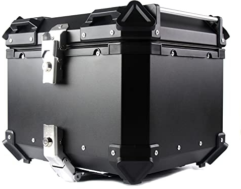 Wnanch Top Case Roller Koffer Aluminium Motorradkoffer Halterung 28L 36L 45L 55L 65L 80L 100L Heckkoffer Für Roller, Motorrad, Mofa & Quad(Schwarz,36L)