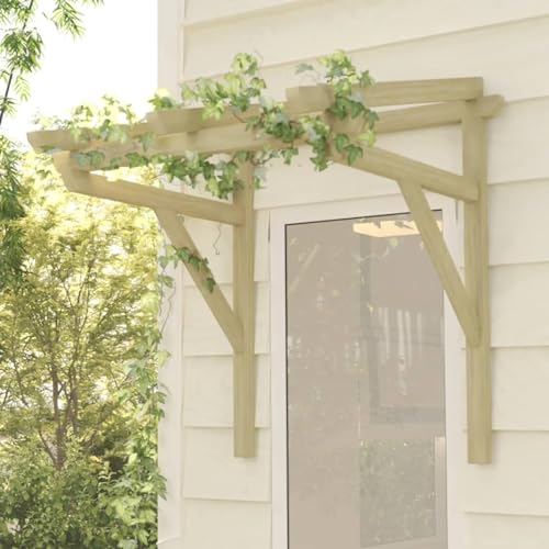 JUNZAI Auvent de Porte 100x100x100 cm Bois de pin Massif imprégné,Auvent de Porte,Toit Abri Protection Contre La Pluie et UV,Auvent de Porte d'entrée