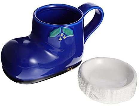 BESTonZON Weihnachtsbecher Aus Keramik Weihnachtskaffeetasse Keramiktasse Tasse Mit Weihnachtsmotiv Dekorative Kaffeetasse Blauer Keramikbecher Keramik-kawaii-tasse Große Tasse Frühstück 3d