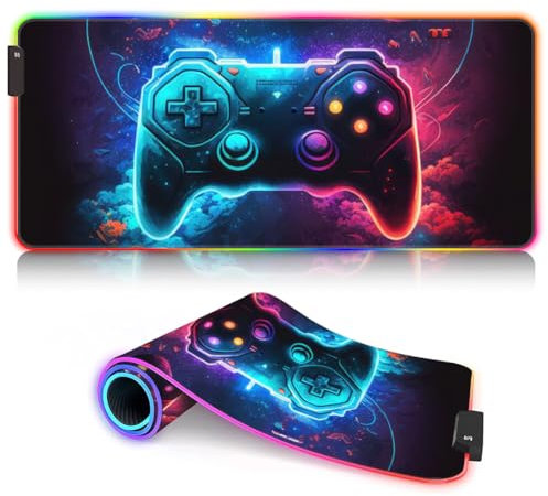 Tapis Souris RGB Grand LED Lumineux étendu - 14 Modes d'éclairage, USB pour Jeu, Macbook, PC, Ordinateur Portable, Bureau, Contrôleur - 35x60 cm
