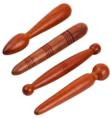 Wisebom Reflexzonenstäbchen aus Holz, 4-teiliges Set für Fuß- & Triggerpunkttherapie