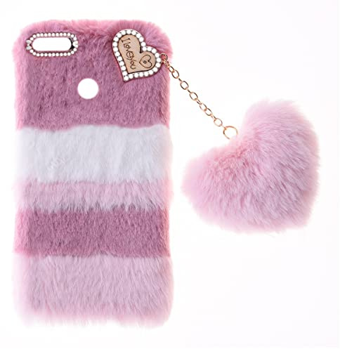 SNCLET Fluffy Plüsch Hülle für Huawei P8 Lite 2017 Handyhülle Silikon Niedlich Süße Bling Fluffy Furry Fur Weich Winter Warm Flauschige Fell Protective Hülle für Huawei P8 Lite 2017,Collage-Rosa
