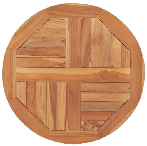 CIADAZ Tischplatte Massivholz Teak Rund 2,5 cm 60 cm, Arbeitsplatte, Waschtischplatte, Bürotischplatte