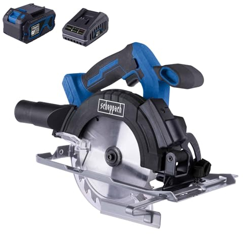 Scheppach Akku-Handkreissäge C-HCS165-X 20V Kreissäge | SägeblattØ 165mm | Schnitthöhe 90°/45° - 53/39mm | Schwenkbereich 45° | 20V-IXES-Serie | mit LED-Leuchte & Laser | mit 4Ah Akku & Ladegerät