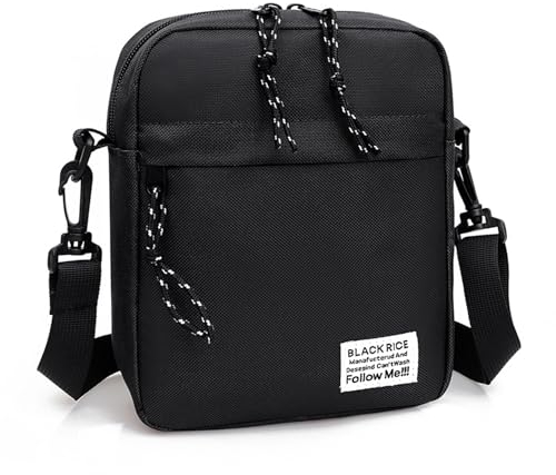 Vohoney Umhängetasche Brusttasche Herren Crossbody Schultertasche Handytasche Messenger Bag Herrentasche Shulder Bag (Schwarz Handy Umhängetasche Klein Herren)