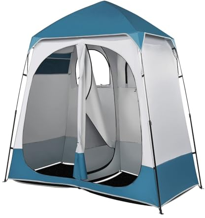 Tragbares WC-Duschzelt, 2 Zimmer, Privatsphäre, Umkleideraum für Camping, einfacher Aufbau für drinnen und draußen