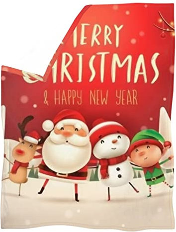 JUZGTSIT Weihnachtsdecke, niedlicher Weihnachtsüberwurf und Decken für Kinder und Erwachsene, Bettüberwurf, Sofa-Decke für 150 x 200 cm