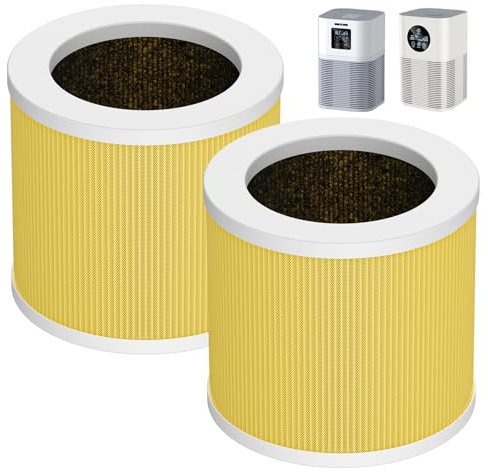 A1 Pet Ersatzfilter kompatibel mit VEWIOR Luftreiniger HQSC-50, HQKJ-80, AMEIFU AP01W, 3-in-1 H13 True HEPA-Luftreinigerfilter, Gelb, 2 Stück