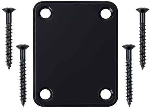 Banworks Neck Reinforcement Plate 4 Holes Rectangle Metal Guitar Neck Plate Neck Joint Back Mounting Plate for Fender Strat ST Tele Guitar Bass JT/JQB-01 Black