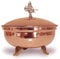 Handmade Copper Laurel Sugar Bowl, 14 cm, Red Colour, Forged
