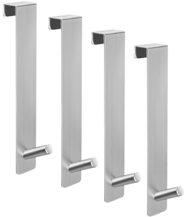 ARTOYS Edelstahl Türhaken zum Einhängen, 1,5 cm, 4 Stück, mit Schaumstoff-Schutz, ohne Bohren, für Kleidung, Tür-Garderobe
