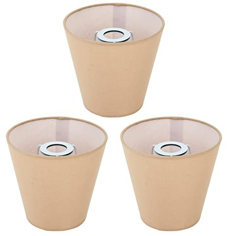 Lampenschirme 3er-Set, Lampenschirm Klein E14, Lampenschirms Aus Stoff,Lampenschirm Clip On für Hängelampe Tischlampe Stehlampe Ersatz Für Tischlampen Und Stehlampen(Khaki 9 * 13 * 14cm)