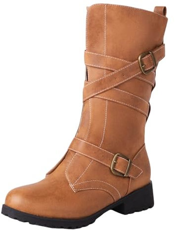 Stivali Donna Tacco Basso Stivali Donna con Tacco Numero 44 Tronchetti Donna Stivali Texani Donna Alti Stivaletti Pelle Stivali Alti Donna sopra Il Ginocchio Senza Tacco Scarpe