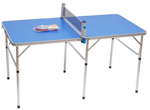 Qussse Klappbar Tischtennis, Midi-Tischtennistisch mit Netz 2 Schläger und 3 Tischtennisbälle für kleinen Garten oder Wohnung
