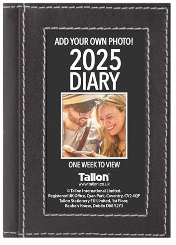 2026 Pocket Week to View Diary - Add Your Own Photo Cover - Personal Organiser Planner Journal (Black)