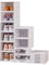 AQUA THOUGHTS Shoes Storage Box, Installation Free 6PCS Clear Shoe Boxes Stackable Foldable, Storage Organiser for shoes, Trainers,high heels,Hallway,Under Bed Shoe Box,Women,Men, Fit Up to UK 10