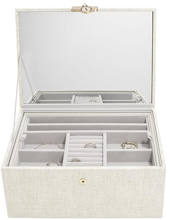 Stackers Linen & Oatmeal Luxury Classic Jewellery Box