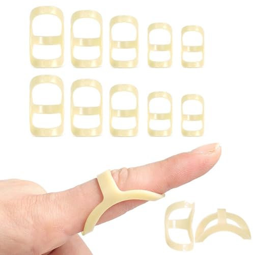 AUEFUDQ 10 Stück Fingerschiene, Fingerschutz Ovale Fingerschiene Kunststoff wasserdicht Mallet-Finger Splint für Schlegelfinge, Arthritis Finger, Fingergelenkschutz,Mallet-Fingerschiene (6,7,8,9,10)