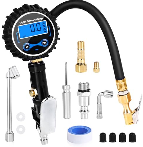 SWAWIS Reifendruck-Manometer und Reifenfüller 200 PSI Hohe Präzision | Digital Luftpumpe für Autoreifen für Auto, Motorrad, Fahrräder