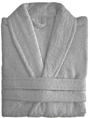 HOME SOLAZZIA Albornoz Unisex para Mujer y Hombre 100% Algodón con Cinturón, Bolsillos, Bata Suave, Ducha, Toalla(Gris, L/XL)