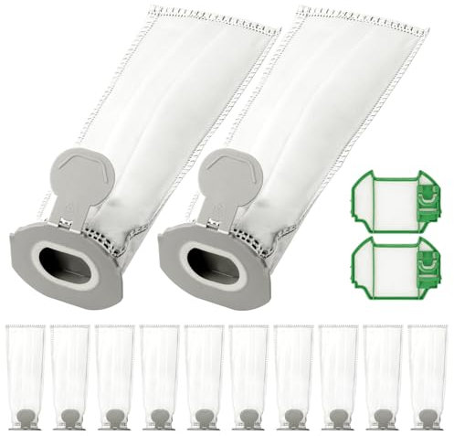 YSWOVUO 12 Pezzi Sacchetti con 2 Filtro Motore compatibile con Vorwerk Folletto VK7 FP7, Sacchetto Filtri di Ricambio, Filtro Sacchi Accessori compatibile con Aspirapolvere Vorwerk Folletto VK7