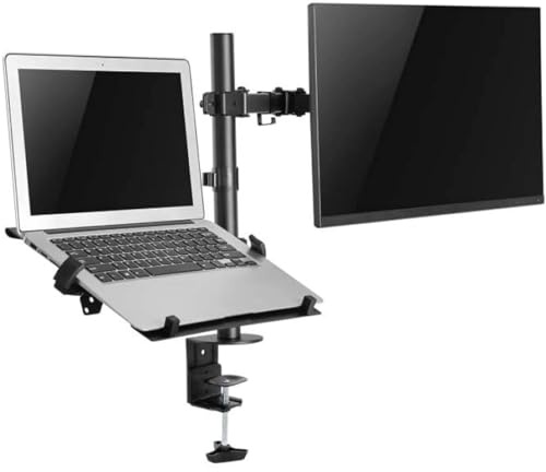 TECHZOCO Soporte de Mesa Giratorio e Inclinable para Portatil y Monitor/TV, Soporte Ergonómico Portátiles, 9Kg Carga máxima, Apto para Portátil de 240-420mm, Soporta Monitor de 17”-32”