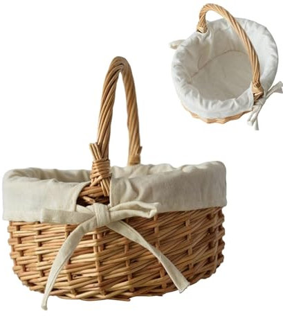 Cesta De Pascua Con Asa/Cesta De Mimbre Tejida Para Pascua/Cesta De Pascua Para Niños Con Asa/Cesta De Picnic De Ratán/Cesta De Mimbre Tejida A Mano Con Asa