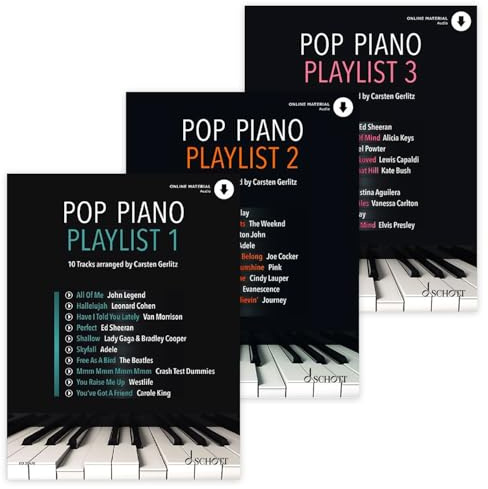Pop Piano Playlist Band 1, Band 2 und Band 3 (ED 23478, ED 23531, ED 23616D, 9783795787424, 9783795724405, 9783795727765) + Soundman-Notenheft + 2 Pianobleistifte (Starterset)