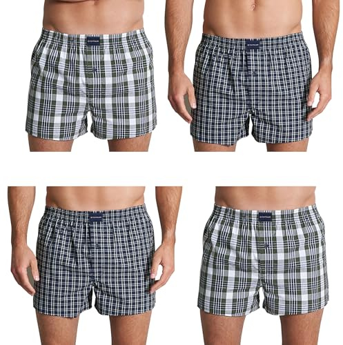 TOM TAILOR Herren Web Boxer Boxershorts| 2er Pack | grün kariert (DE/NL/SE/PL, Alphanumerisch, XL, Regular, Regular, 4 x grün kariert)