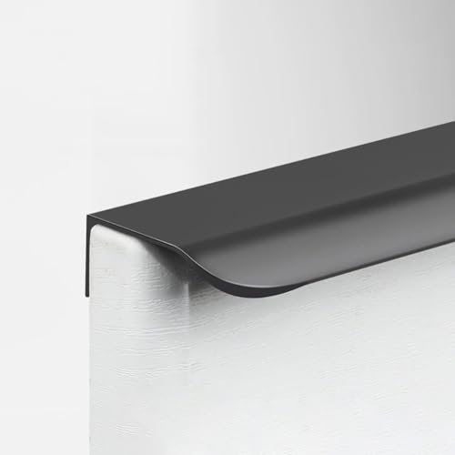NUACOS Poignee de Meuble Cuisine Invisible Poignée Meuble, Poignées Meuble Tiroir en Aluminium, Poignée Meuble Cuisine Affleurante pour Cuisine, Chambre, Salle de Bain,Noir,80mm