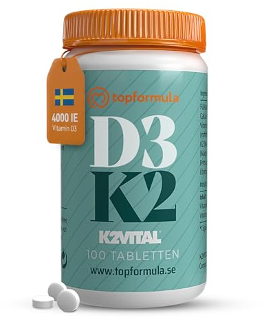 Topformula Vitamin D3 K2 Hochdosiert - 100 Tabletten - 4000 IE, Vegetarisch