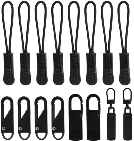 16 PCS Tirette Fermeture Eclair, Lot de 8 Tirette de Remplacement et 8 Cordon de Fermeture à Glissière, Étiquettes de Zip et Extensions pour Sacs à Dos, Vêtements et Accessoires
