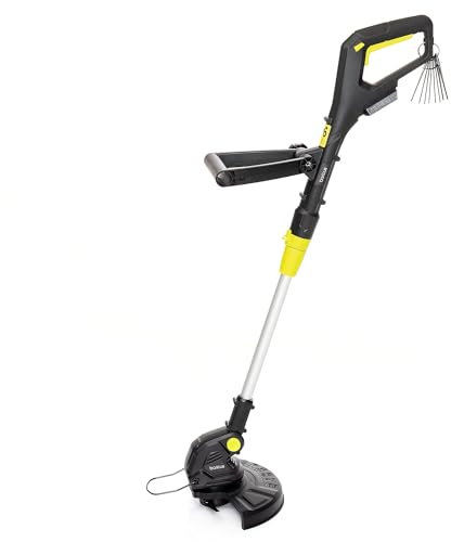 Baricus Akku - Rasentrimmer 18V | drehbarer Trimmerkopf | teleskopierbar | Verstellbarer Handgriff | mit Nylonfäden und Kunststoffeinsätzen - B-Ware (Inklusive: Akku & Ladegerät)