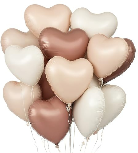 Herz Folienballons, 18 Zoll Herz Helium Luftballons,Herzluftballons Cream Caramel Chocolate,Hochzeit Herzballons Herzform Folienluftballon, Herzluftballons Valentinstag Geburtstag Verlobung Muttertag