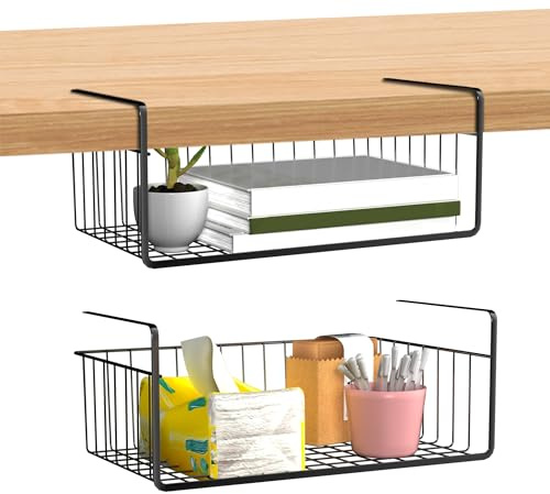 ACXIN metallhängkorgar 2 stycken – rostfria och stabila upp till 5 kg – skåpkorgar för upphängning för hyllor upp till 5 cm – förvaring för kök, badrum, skåp, kontor, skafferi